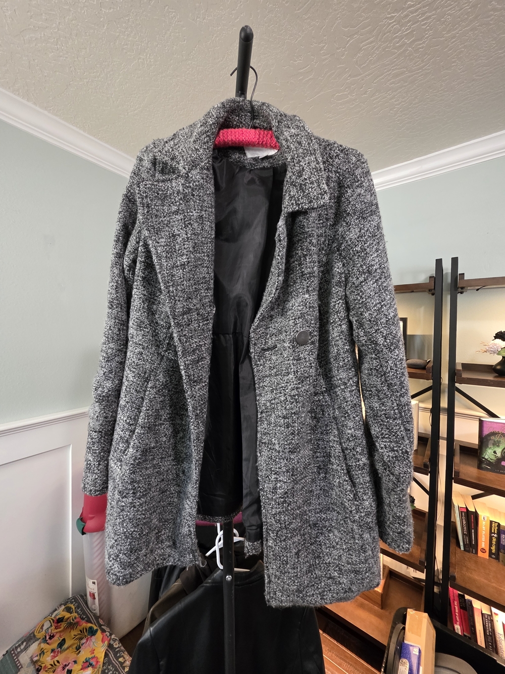 Xhilaration Gray Pea Coat — Size L — Double Breasted — Lined — Pockets